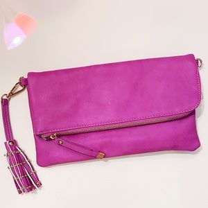 Foldover Large Clutch Crossbody Bag